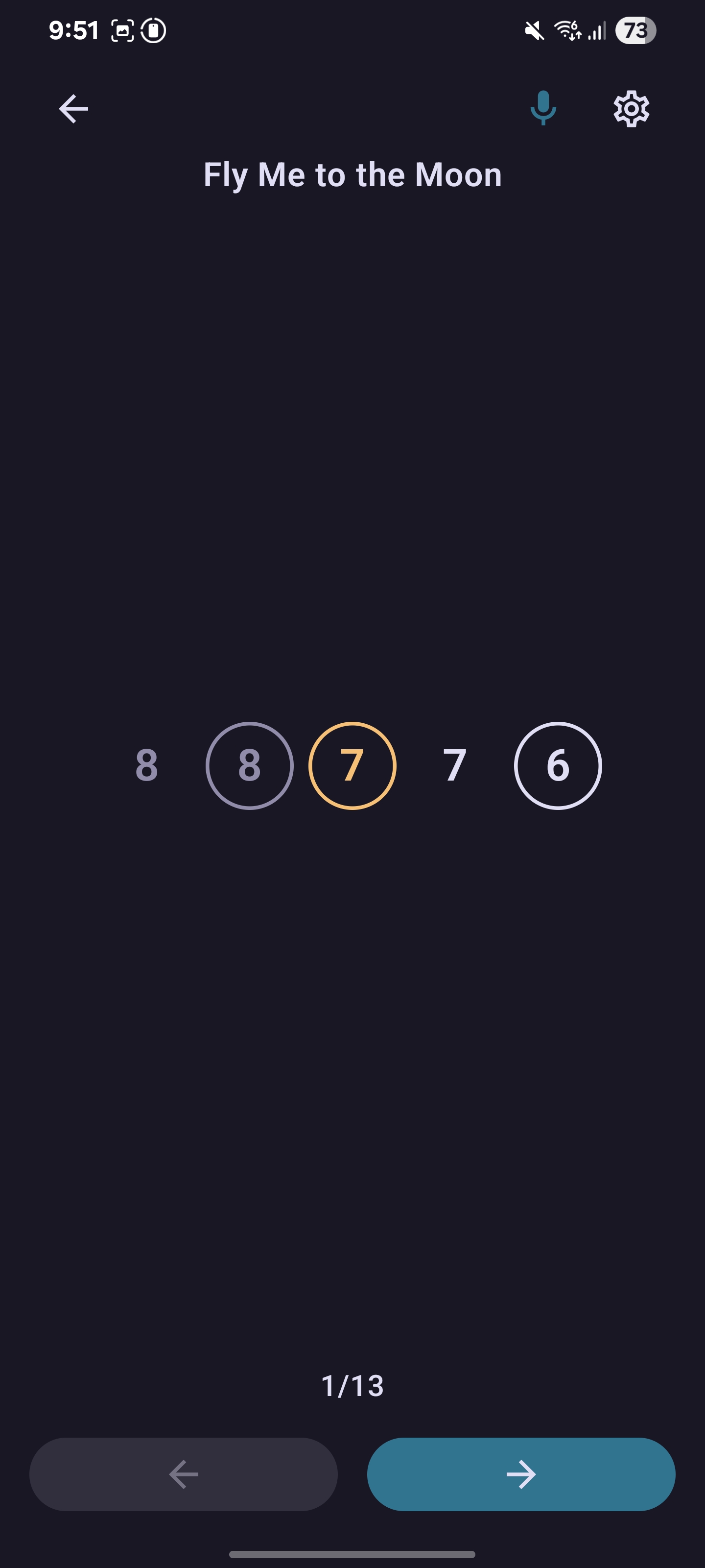 Practice mode screen